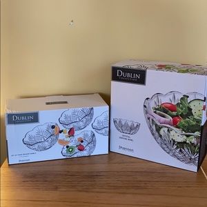 NEW Godinger Dublin Crystal Serving Set